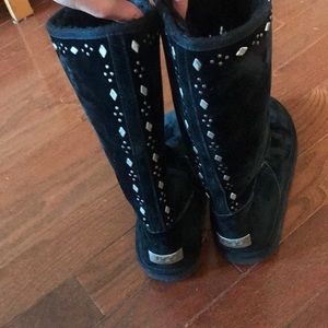 Black studded high rise ugg boots